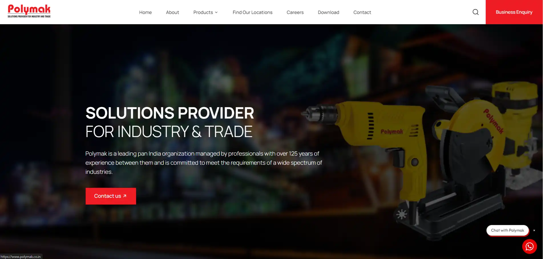 Polymak diamond core drill product website screenshot